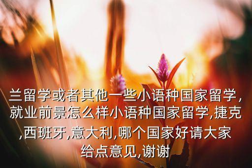 兰留学或者其他一些小语种国家留学，就业前景怎么样小语种国家留学,捷克,西班牙,意大利,哪个国家好请大家给点意见,谢谢