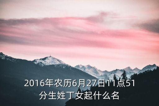 2016年农历6月27日11点51分生姓丁女起什么名