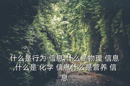 什么是行为 信息,什么是物理 信息,什么是 化学 信息什么是营养 信息