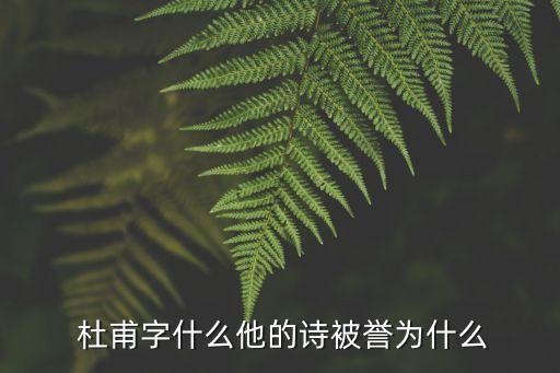  杜甫字什么他的诗被誉为什么