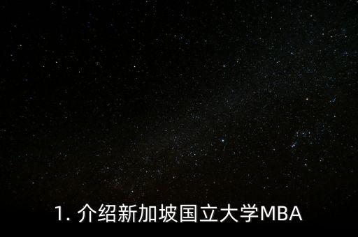 1. 介绍新加坡国立大学MBA