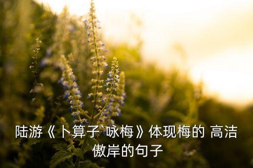 陆游《卜算子`咏梅》体现梅的 高洁 傲岸的句子