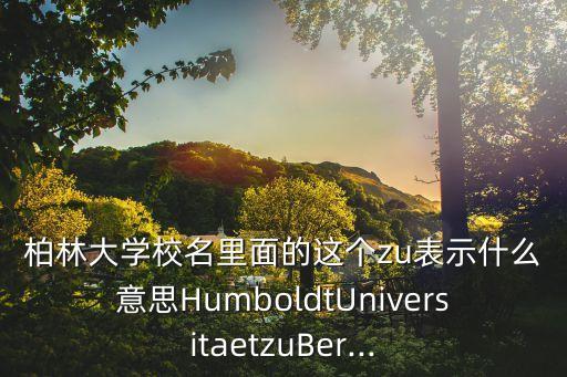 柏林大学校名里面的这个zu表示什么意思HumboldtUniversitaetzuBer...