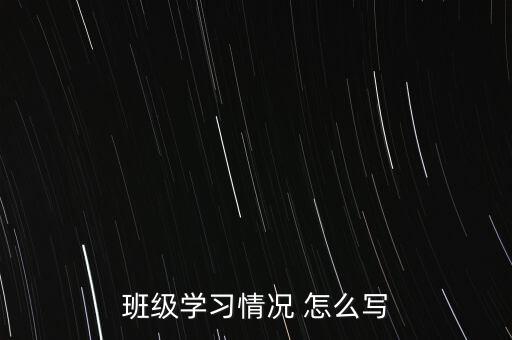 班级学习情况 怎么写