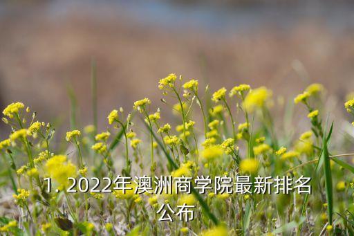 1. 2022年澳洲商学院最新排名公布