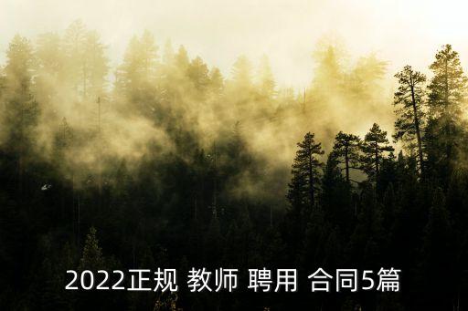 2022正规 教师 聘用 合同5篇