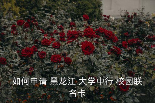 如何申请 黑龙江 大学中行 校园联名卡